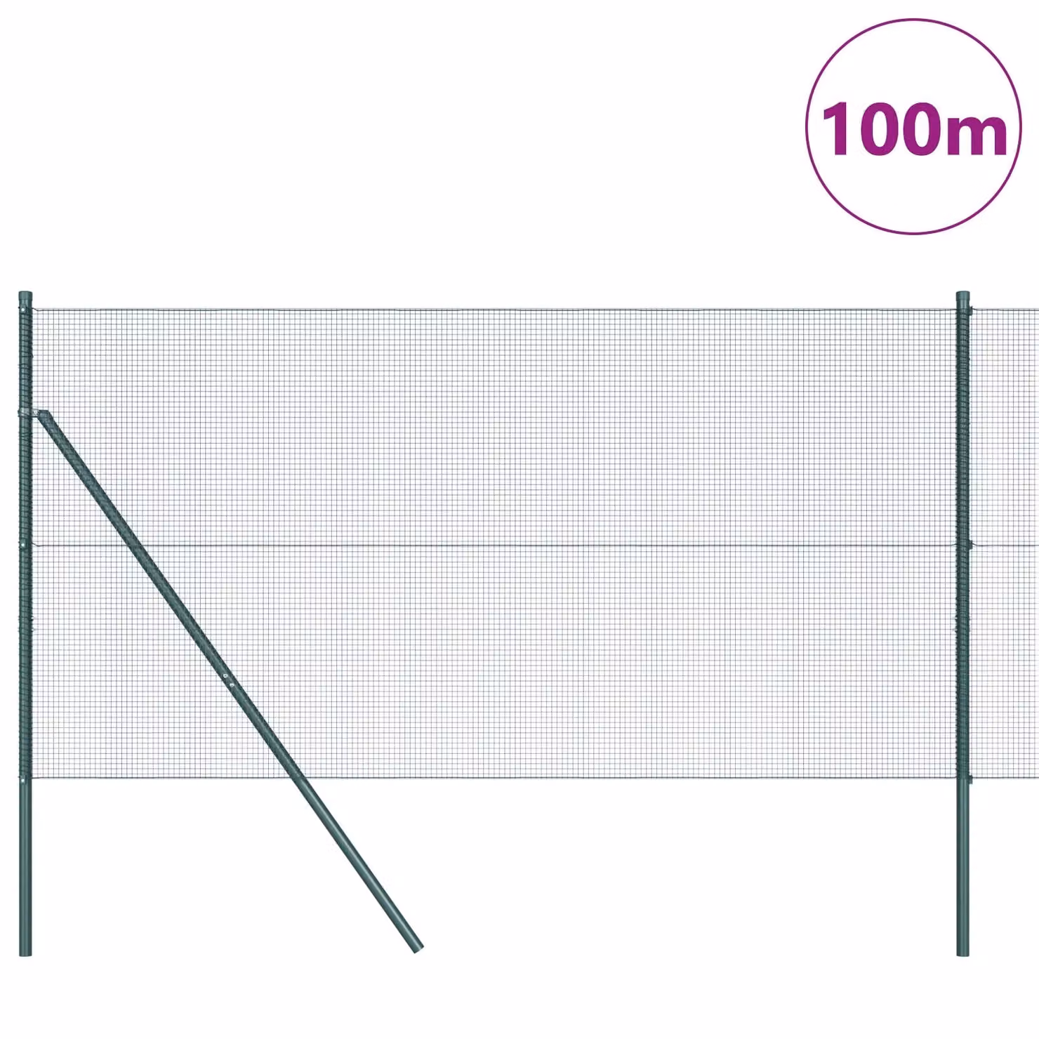Berkfield Home Green Steel Welded Wire Fence with 13 Posts, 1 x 100 m – 1