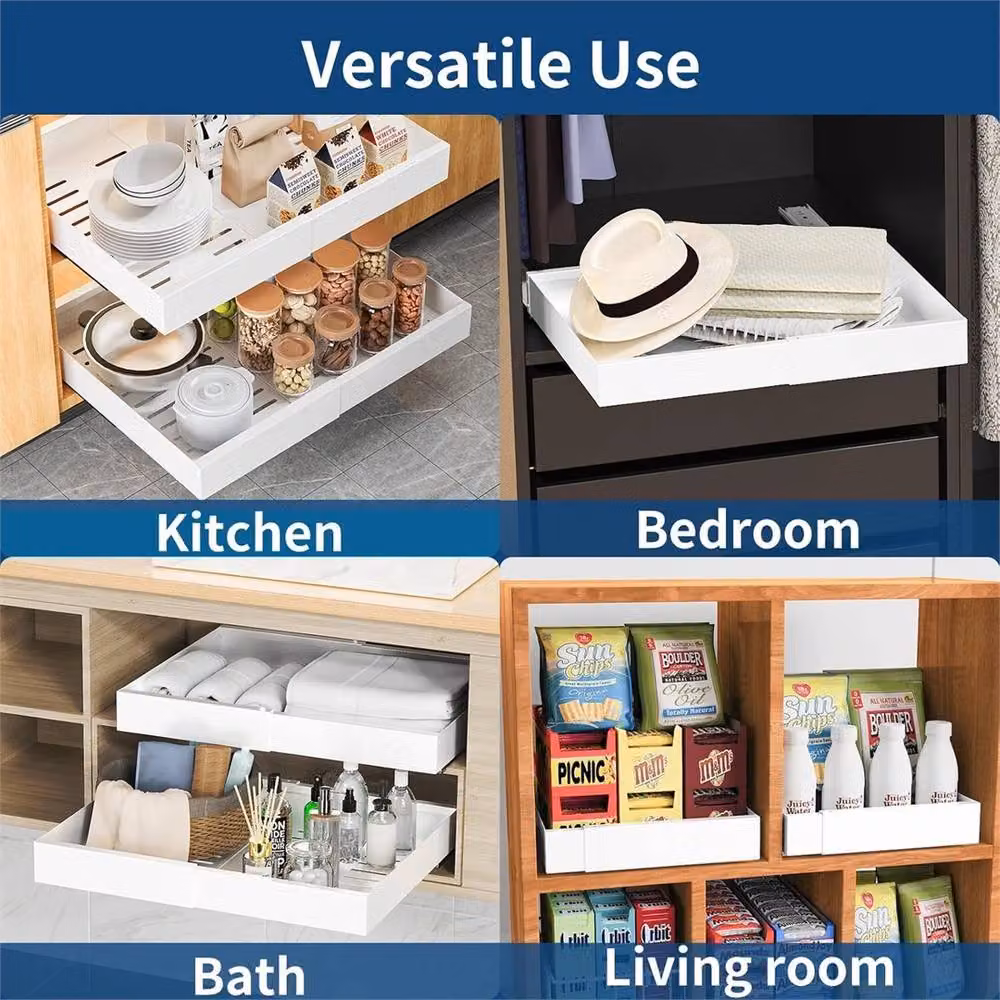 Nordara White Metal Pull Out Kitchen Cabinet Organizer and Slide Out Storage Shelf – 5