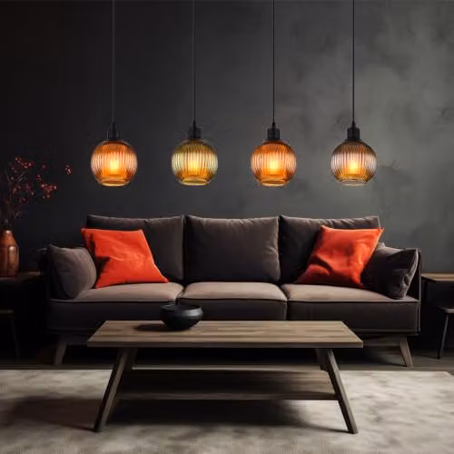 Globo Lighting Modern Glass Sphere Pendant Light in Black with Adjustable Height – 2