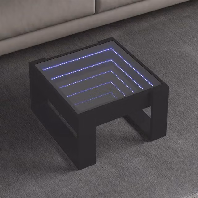 Berkfield Home Infinity LED Coffee Table in Black, W: 50 cm, D: 53 cm, H: 30 cm