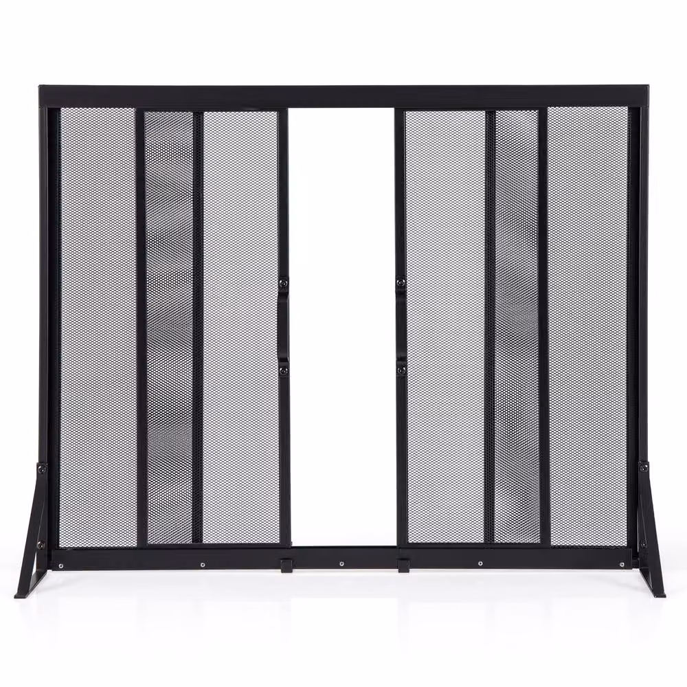 Gymax Fireplace Screen Spark Guard Protector with 2 Sliding Doors, Black – 10