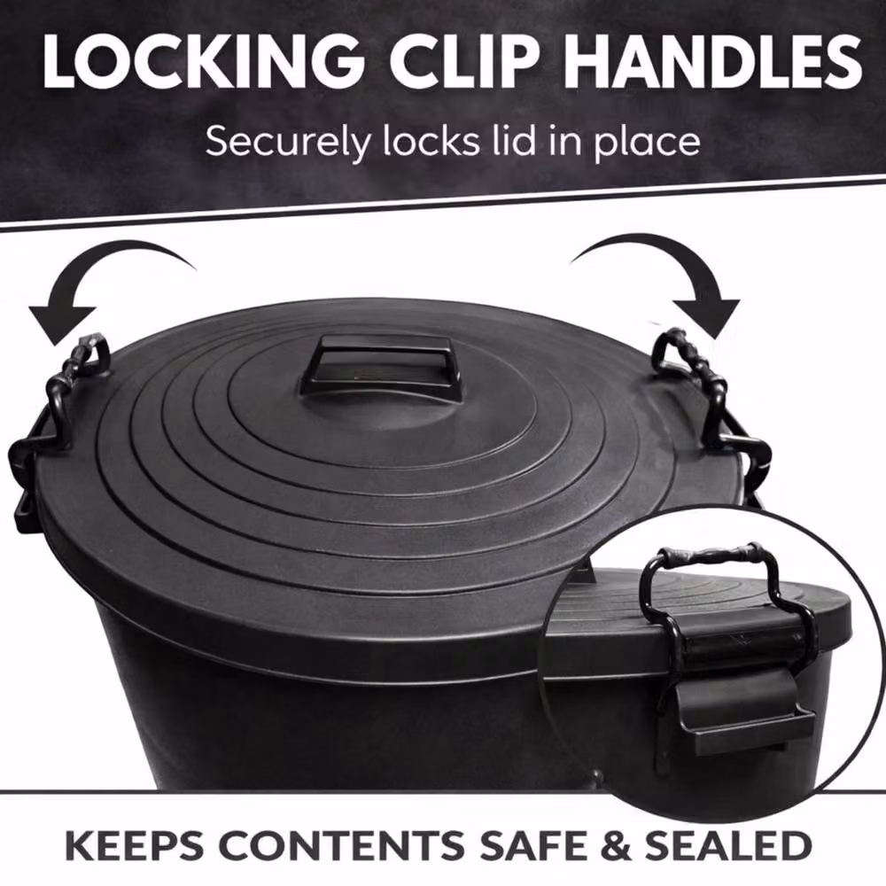 SPETLEK Set of 2 Large 110L Black Plastic Bins with Flip Lid – 4