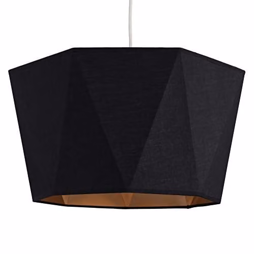 MiniSun Modern Black and Copper Geometric Round Fabric Floor Lamp Shade, Shade Width: 46 cm