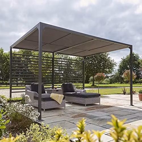 Rowlinson Florence 4x3 Freestanding Garden Canopy in Grey, L292 x W392 x H220 cm