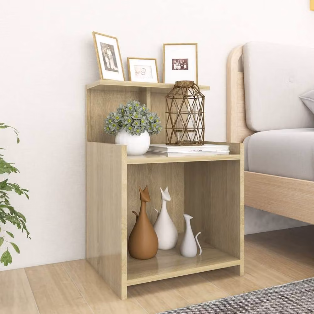 Berkfield Home Set of 2 Bedside Cabinets in Sonoma Oak, Light Brown, W/D/H: 40 x 35 x 60 cm – 2