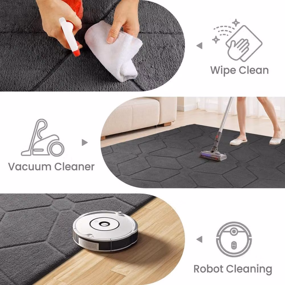 SPETLEK Dark Grey Fluffy Shaggy Rug for Living Room or Bedroom, W: 300 cm, D: 240 cm – 3