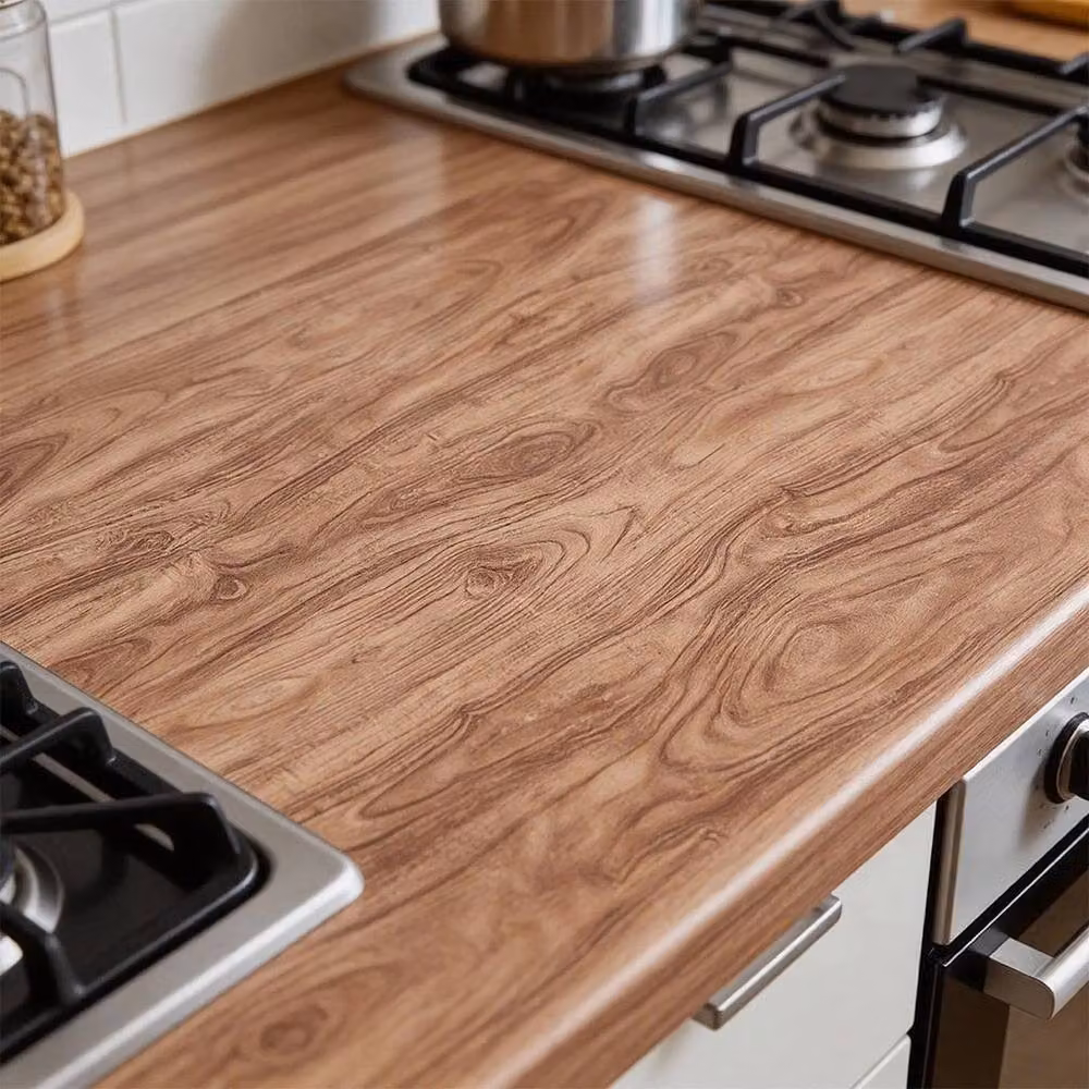 NESTLUNE Brown Wood Grain Kitchen Worktop Covering, 10m Length – 3