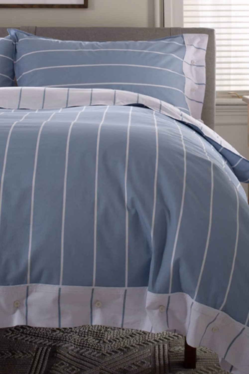 The Lyndon Company Blue Striped Cotton Duvet Cover Set, W/H: 180 x 200 cm – 2