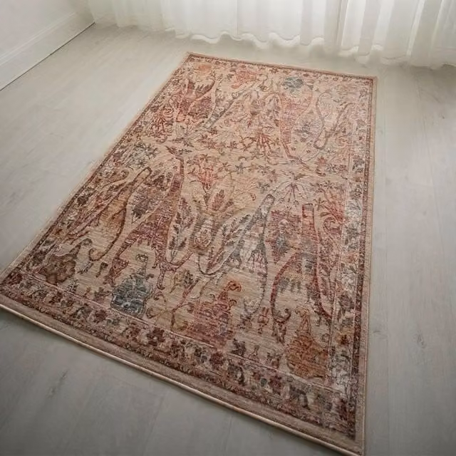 The Rug Shop UK Traditional Abstract Beige Polypropylene Easy To Clean Rug, W: 200 cm, D: 290 cm