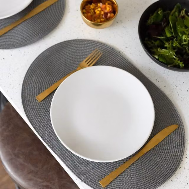 D-C-Fix Wipe Clean Woven Oval Placemats in Steel Grey, 4 Pack