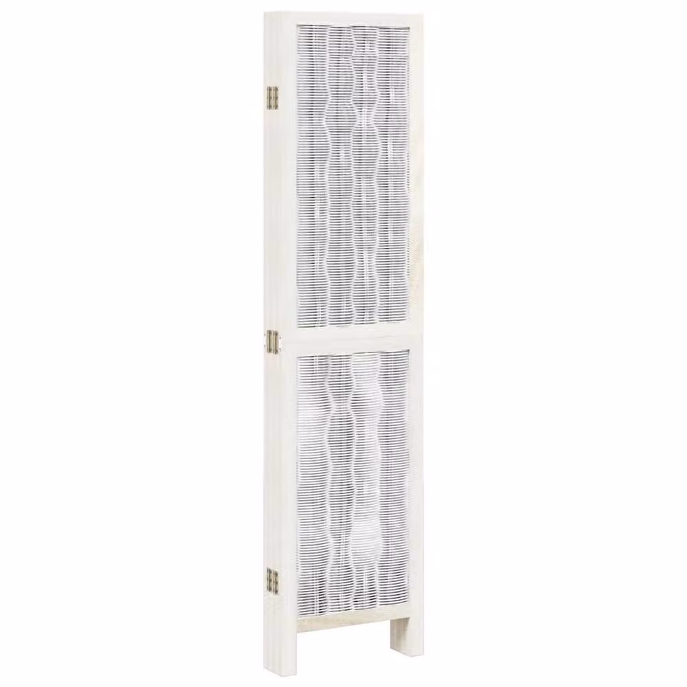 Berkfield Home 6 Panel Room Divider in White Solid Paulownia Wood, H 215 x W 160 x D 1.6 cm – 2