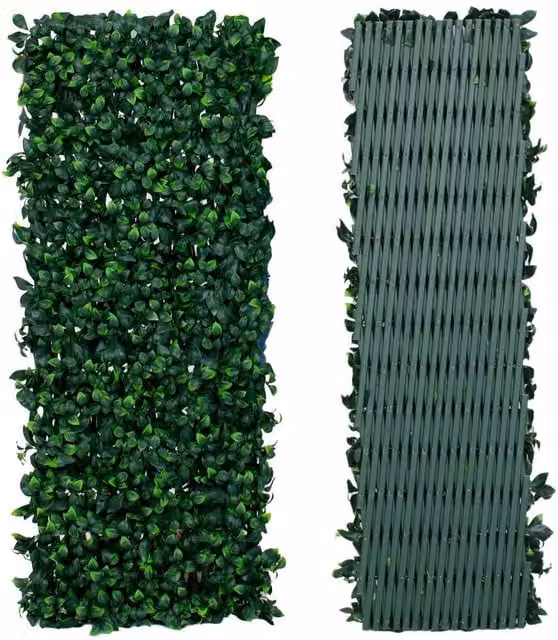 Novecrafto Expanding Privacy Trellis with Artificial Leaves and Flowers in Green, W: 282 cm, H: 30 cm