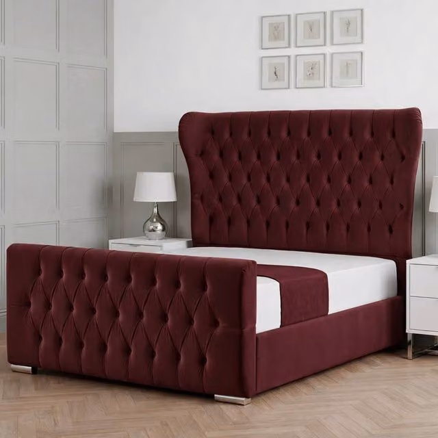 Living Comfort Bedz Velvetine Upholstered Gas Lift Storage Bed in Red, W/D/H: 120 x 200 cm – 1
