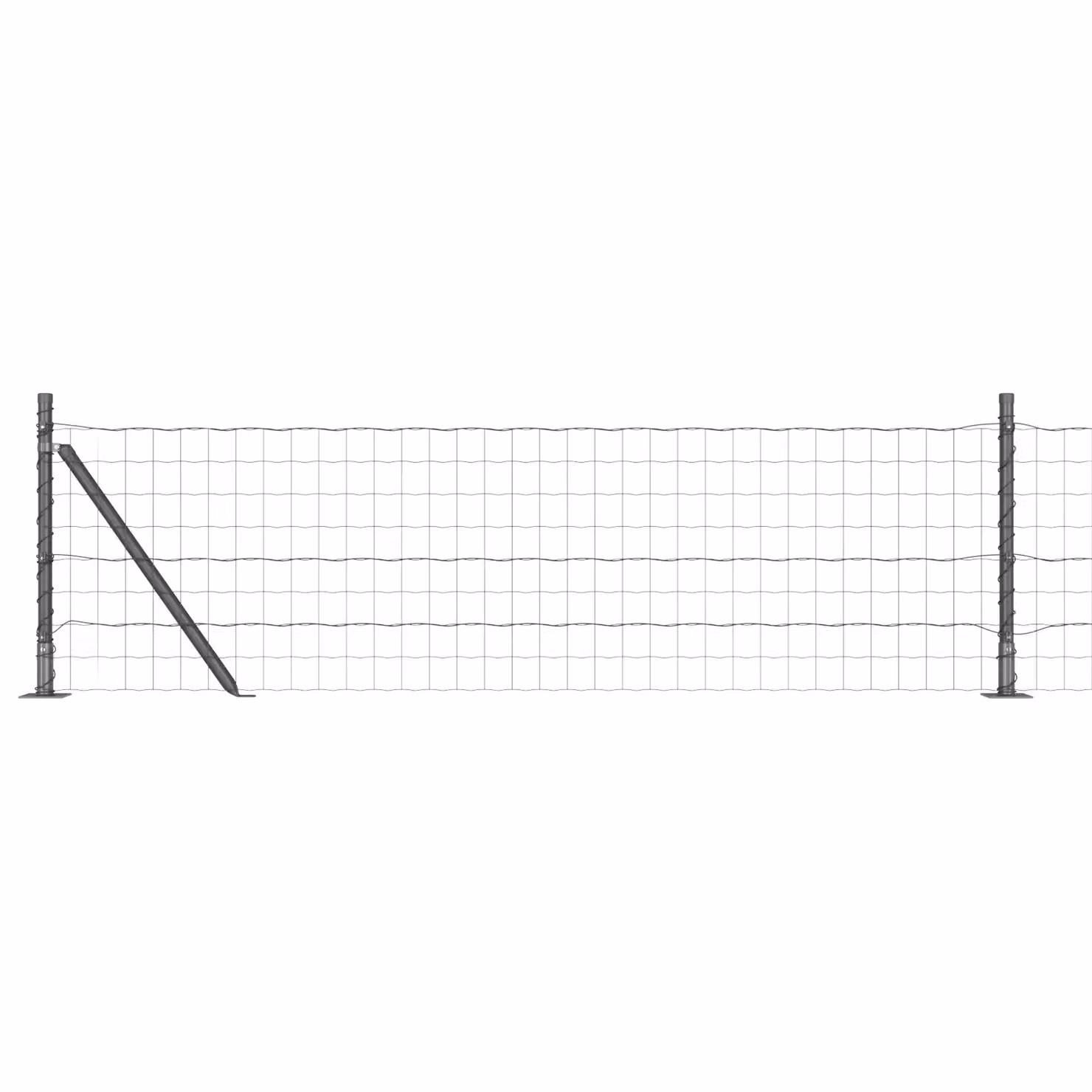 Berkfield Home Euro Fence in Grey Galvanised Steel with 13 Flanged Posts, W: 25 m, H: 0.6 m – 2