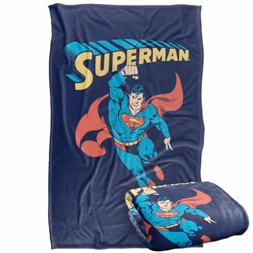 Warner Bros. Superman Superhero Super Soft Silky Touch Fleece Throw Blanket, Multicolour