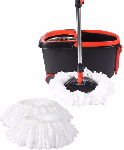 EONLION Spin Mop and Bucket Set with Wringer and Telescopic Handle, Black, Height: 100 cm – 1