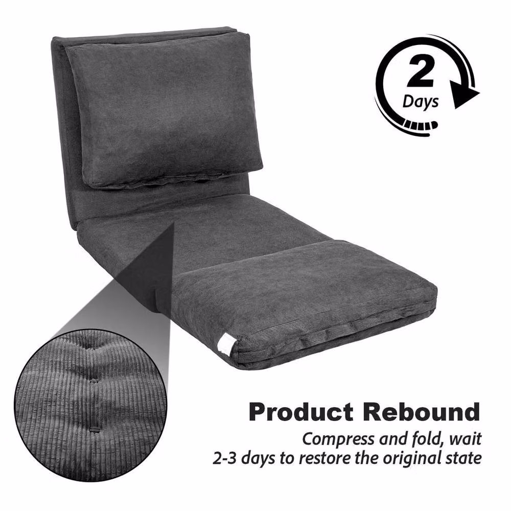 EONLION 4-in-1 Folding Bean Bag Bed and Floor Couch in Dark Grey, Width: 100 cm – 2