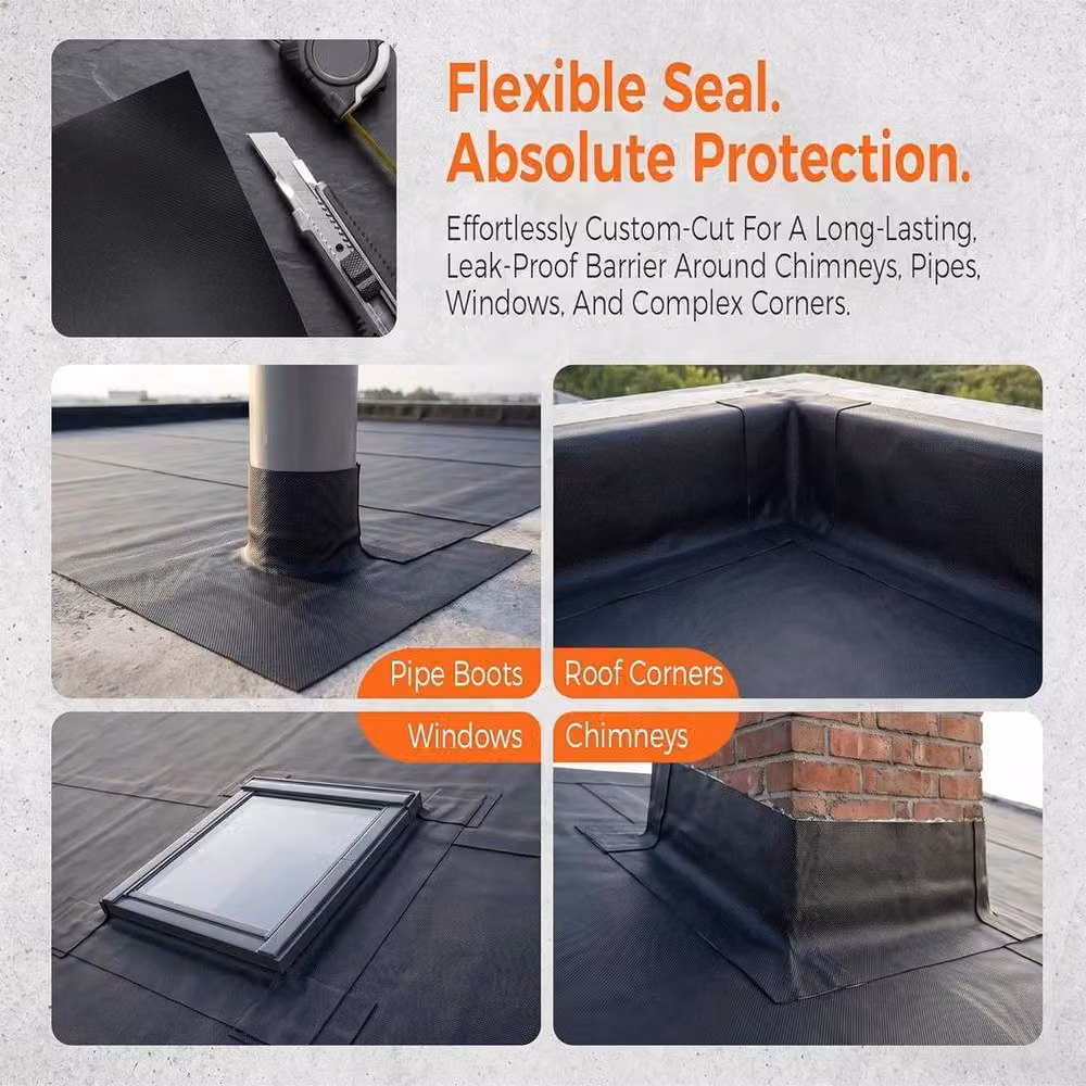 FLAVORA Black Self-adhesive EPDM Rubber Roofing Sheet – 5