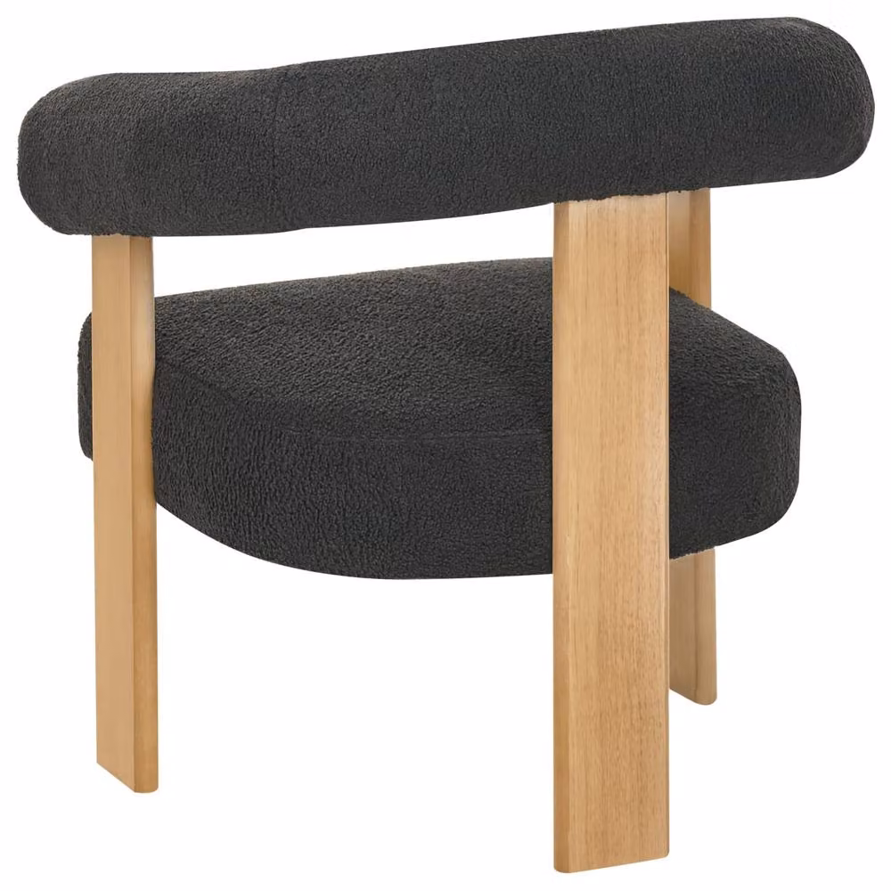 Wyld and Coco Retro Boucle Tub Armchair in Black and Brown with Rubberwood Legs – 5