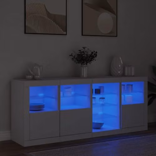 vidaXL Modern White Sideboard with Integrated LED Lights W: 164 cm, D: 37 cm, H: 67 cm – 2