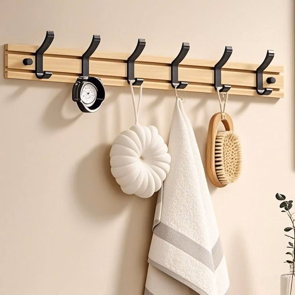 FORGEVIO Rotating Bamboo Over The Door Hanger Hooks in Brown – 2
