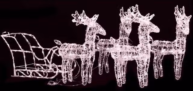 Berkfield Home Reindeers and Sleigh LED Christmas Decoration, Multicolour and White, W/D/H: 280 x 28 x 55 cm – 1