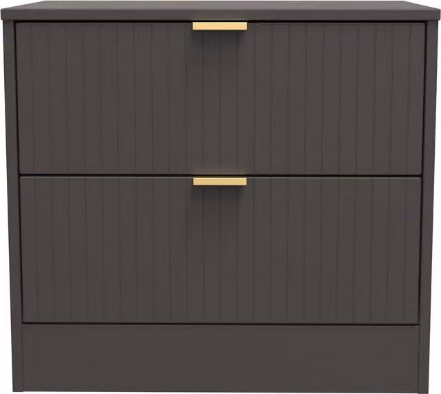Ready Assembled 2 U Denver 2 Drawer Side Table in Dark Grey