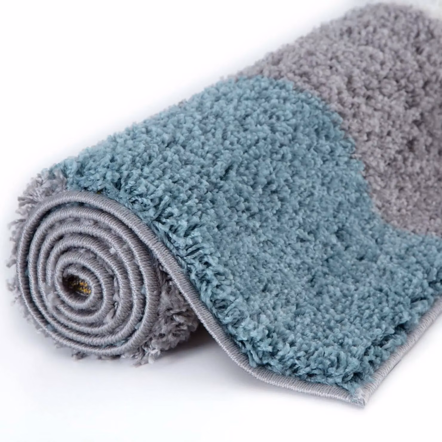 THE RUGS Soft Check High Pile Shaggy Rug, Duck Egg Blue, W: 160 cm, D: 230 cm – 3