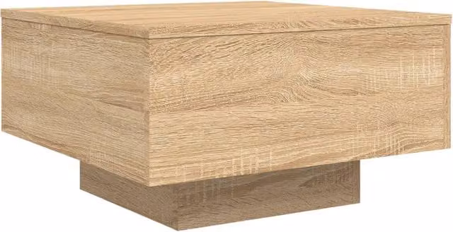 Berkfield Home Modern Square Coffee Table with LED Lights in Sonoma Oak, Light Tan, W/D/H: 55 x 55 x 31 cm – 1