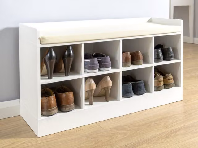 GFW Kempton White Modern Lacquered MDF Shoe Rack – 1