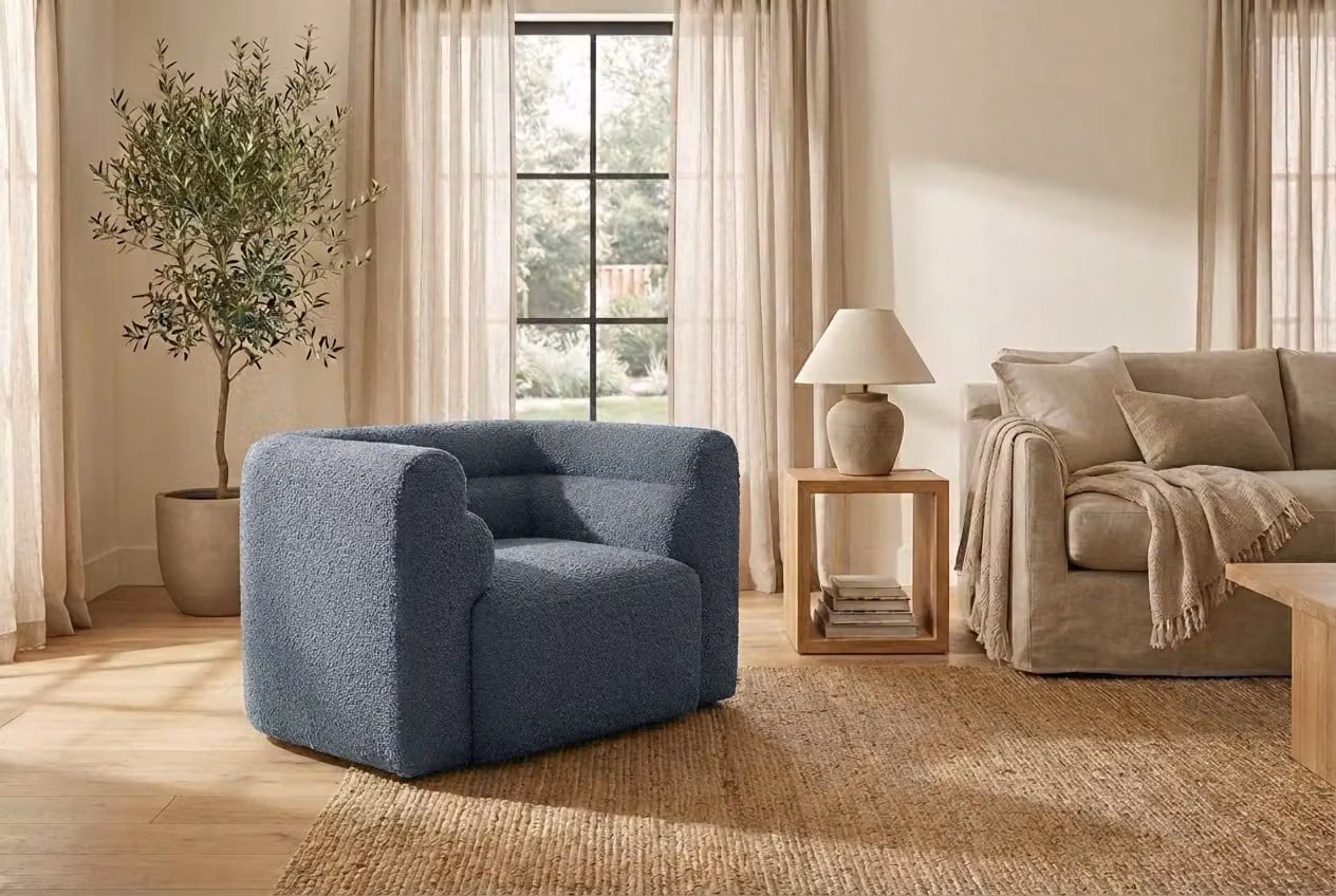 Araco Atelier Bear Armchair Spindle in Bouclé Fabric with Armrests