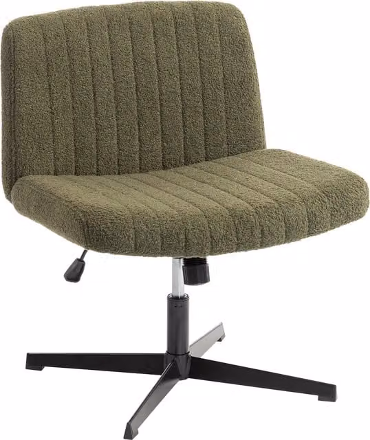 HOMCOM Teddy Fleece Armless Office Chair in Green – 1