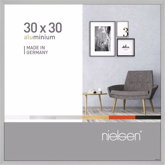 Nielsen Design Pixel Minimalist Single Square Picture Frame in Silver with Metal and Glass Front, W/H: 30 x 30 cm – 1