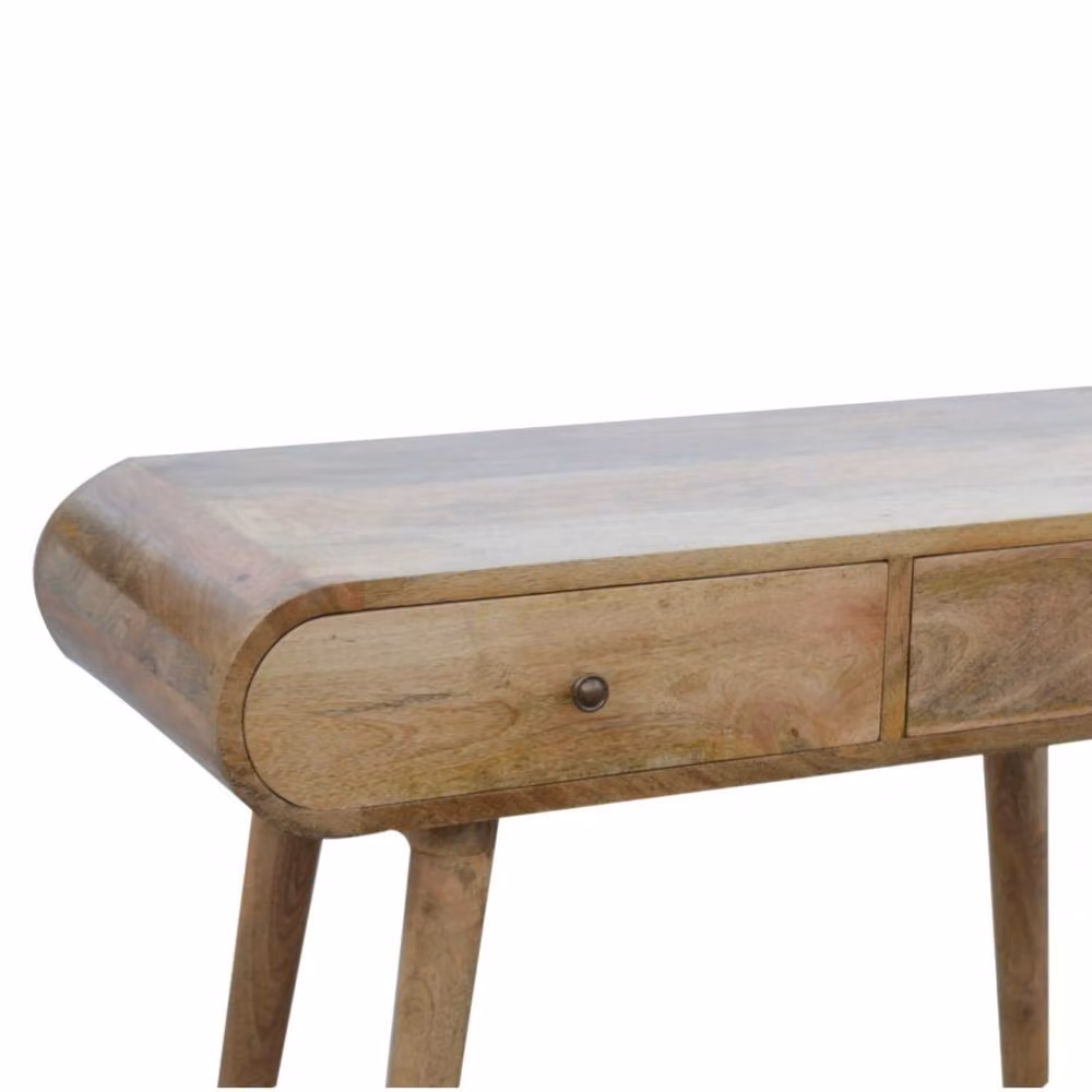 Wyld Haus Florence Oval 2 Drawer Mango Wood Console Table in Natural Brown, W/D/H: 78 x 35 x 35 cm – 4