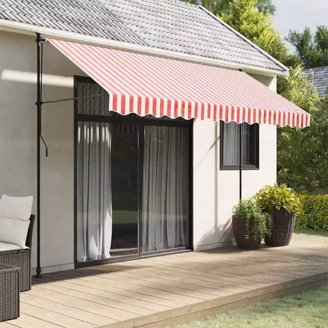 Berkfield Home Replacement Awning Valance Fabric, Red and White Stripe, Length: 3.5 m – 1