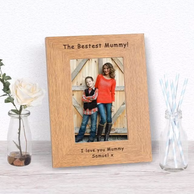 Uniqueful Personalised Bestest Mummy Wood Picture Frame, Brown, W/H: 10 x 15 cm