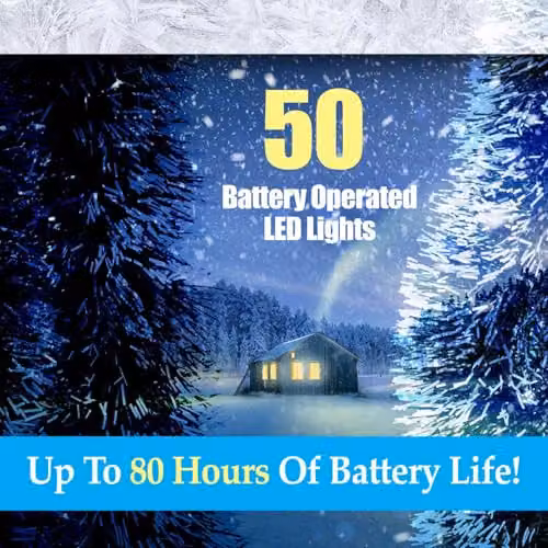 VFM e-Store Outdoor Copper Wire Christmas Lights with 50 White LEDs – 6