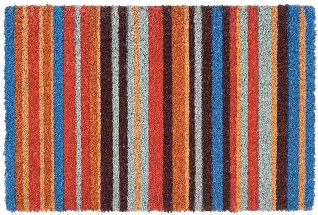 Pawnora Non-Slip Coir Rainbow Striped Semicircular Doormat, Multicolour, W: 67 cm, D: 127 cm