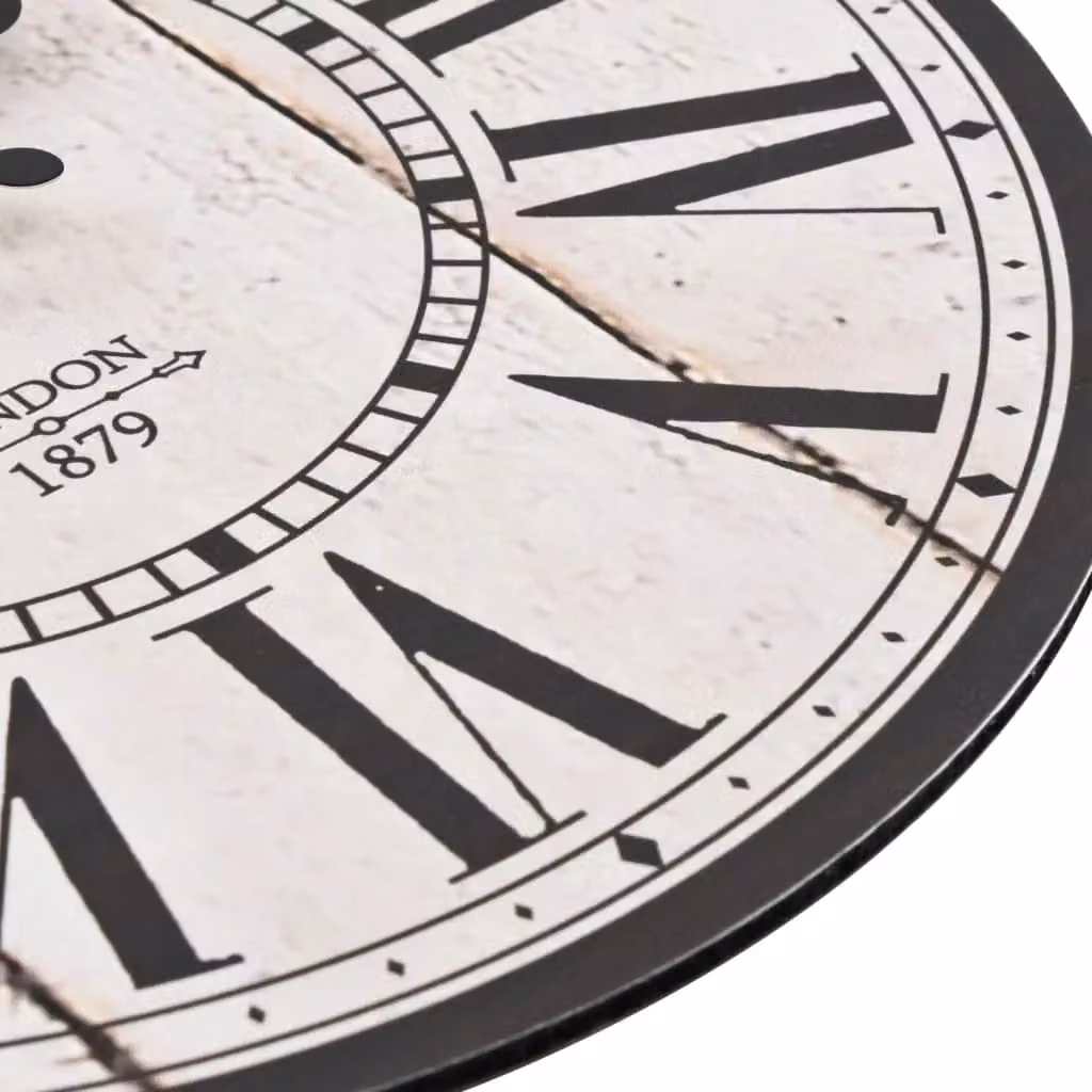 Berkfield Home Vintage Round Analog Wall Clock in White, Diameter: 30 cm – 4