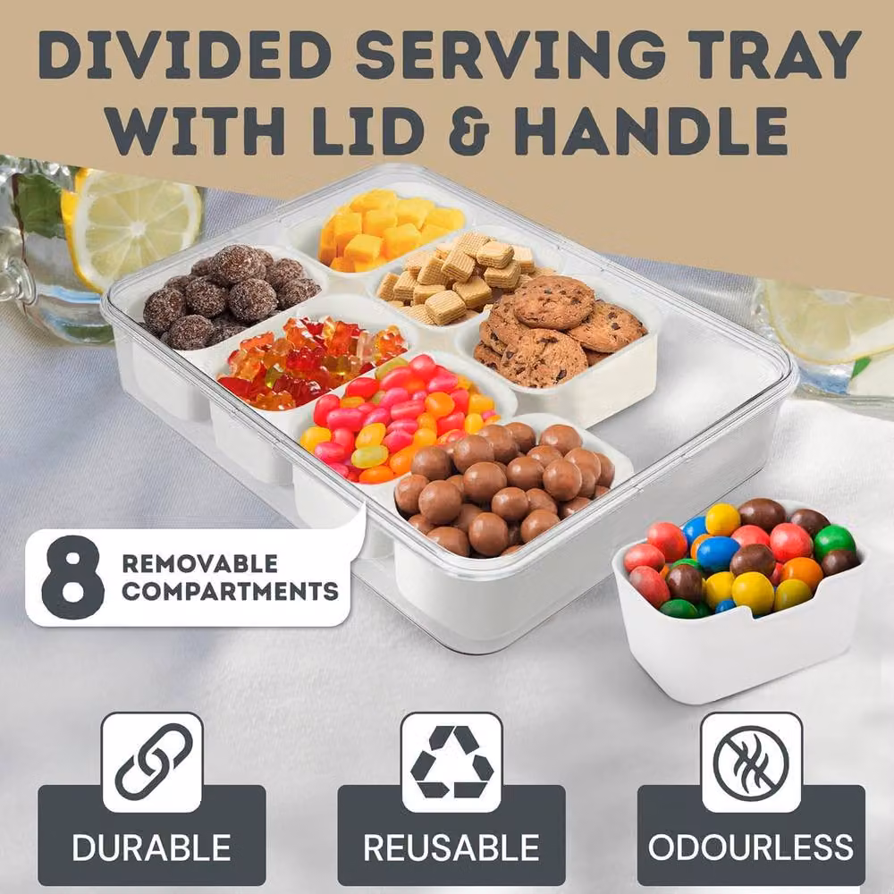 Tanness 8-Compartment Airtight Food Containers with Lids and Handles in Beige – 2