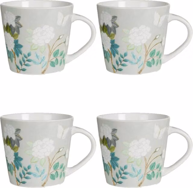 Designers Guild Set of 4 Fleur Orientale Multicolour Porcelain Mugs, 420ml