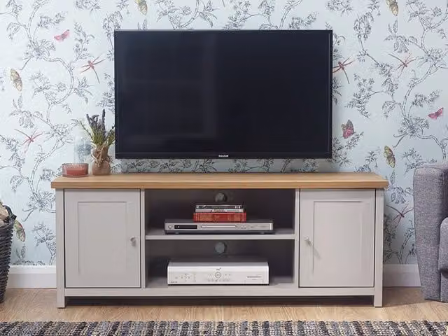 GFW Lancaster Large 2 Door TV Cabinet in Grey and Oak