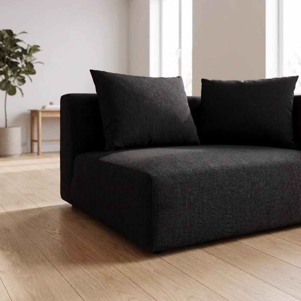 Abakus Direct Tokyo Right Corner Seat in Black Basket Weave Fabric with Deep Seat – 2