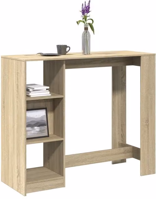 Berkfield Home Bar Table with Shelf in Sonoma Oak Brown, W/D/H: 124 x 46 x 103.5 cm – 1