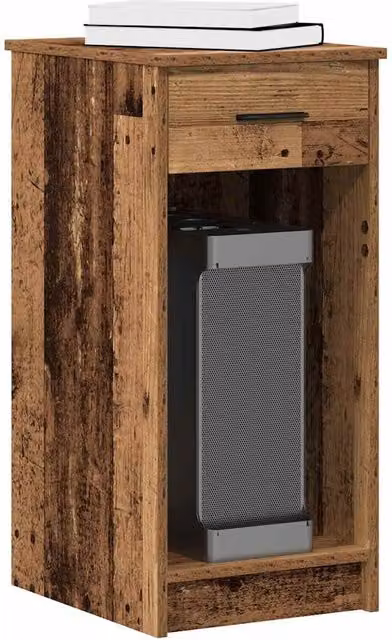 Berkfield Home Computer Tower Stand with Drawer in Old Wood Brown, W/D/H: 35 x 45 x 77 cm – 1