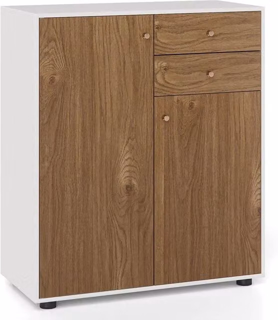 VOGREX Natural Coffee Bar Sideboard Buffet Cabinet with 2 Drawers in Brown