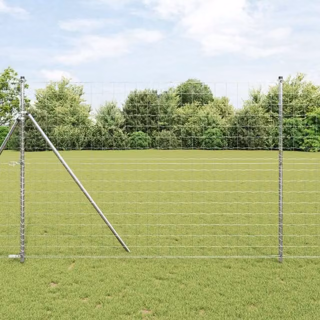 Berkfield Home Euro Fence Galvanised Steel in Grey, W: 10 m, H: 1.5 m – 1