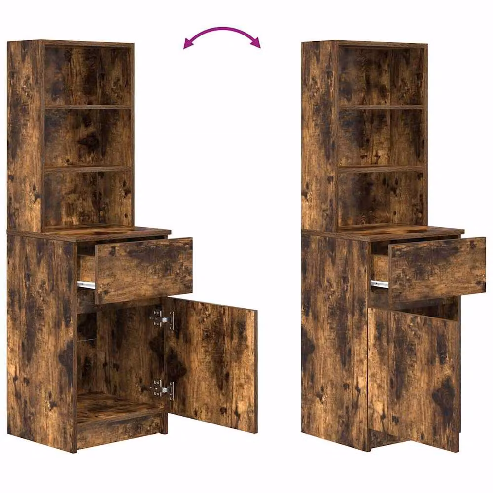Berkfield Home Smoked Oak Bedside Cabinet, W/D/H: 39 x 35 x 125 cm – 5