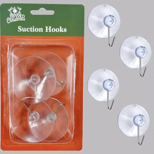 SHATCHI 6-Piece Heavy Duty Reusable Multi-Purpose Suction Hooks in Transparent PVC, Diameter: 53 mm – 2