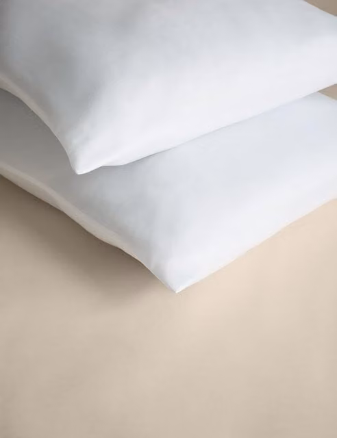 M&S 2 Pack White Microfibre and Polyester Medium Pillows for Adults